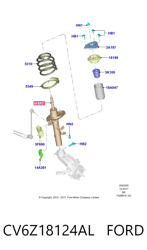 CV6Z18124AL Ford Амортизатор передний левый