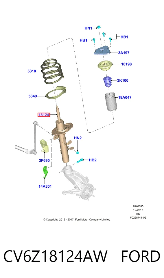 CV6Z18124AW Ford Амортизатор передней подвески правый