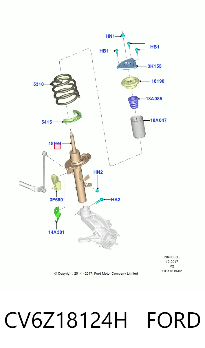 CV6Z18124H Ford Амортизатор передней подвески правый