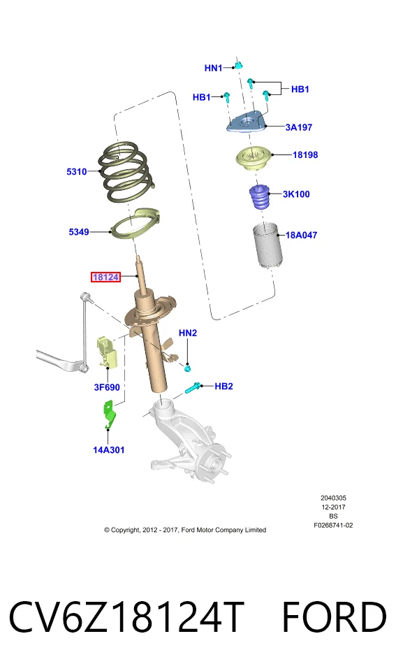 CV6Z18124T Ford Амортизатор передней подвески правый