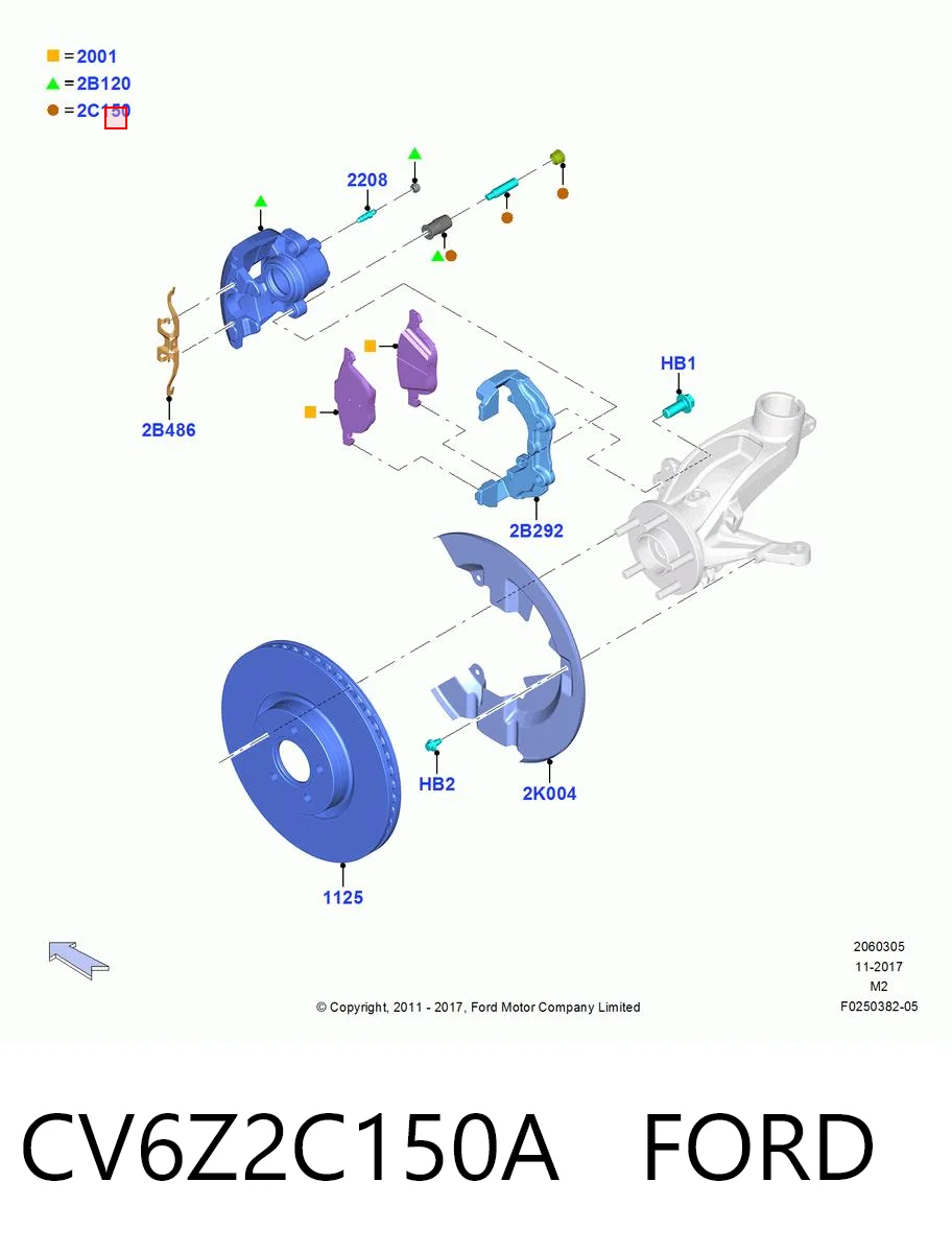 CV6Z2C150A Ford Направляющая суппорта заднего