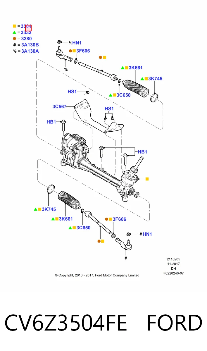 CV6Z3504FE Ford Управление рулевое в сборе