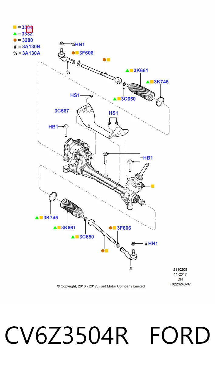 CV6Z3504R Ford Управление рулевое в сборе