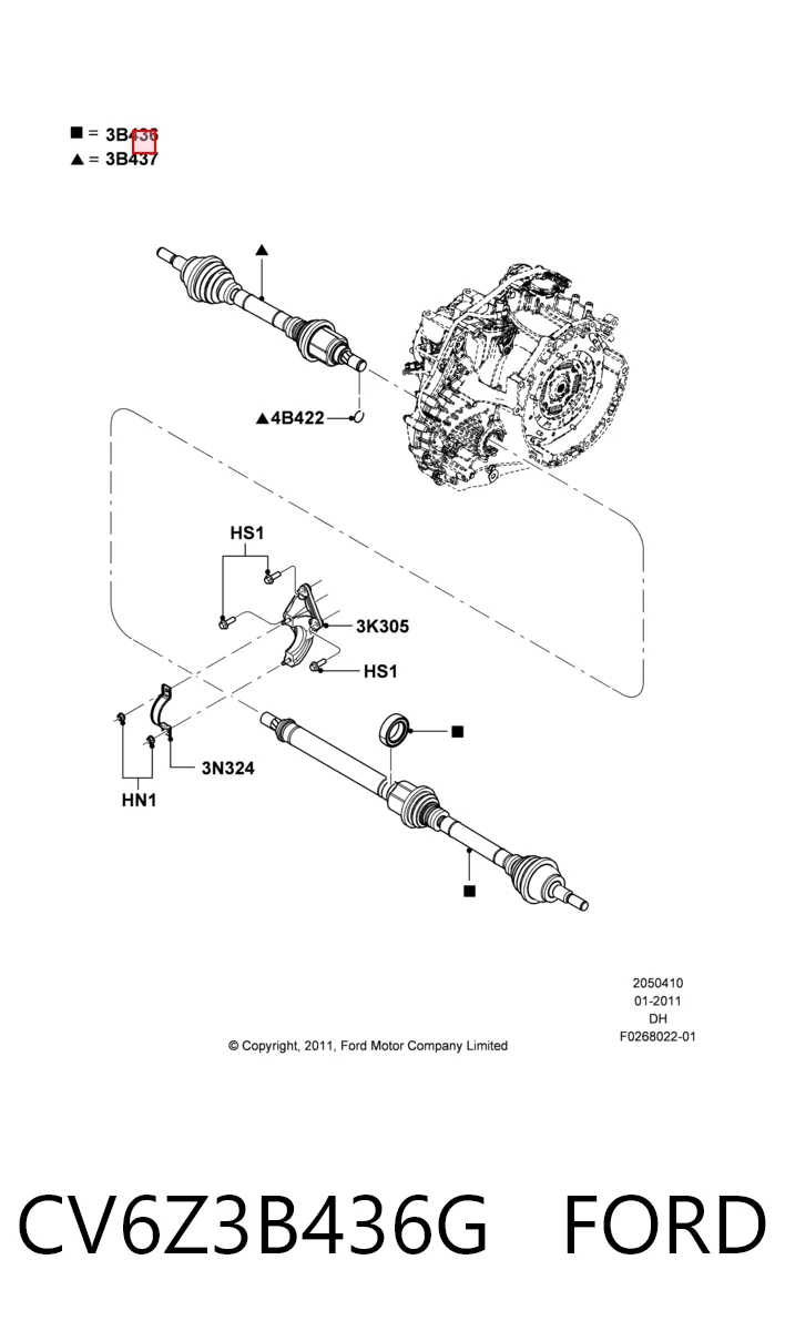 CV6Z3B436G Ford Ось передняя в сборе