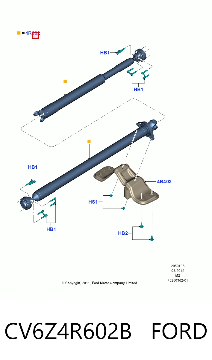 CV6Z4R602B Ford Карданный вал заднего моста