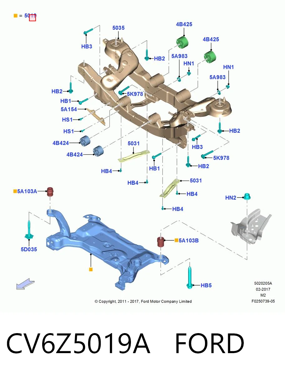 CV6Z5019A Ford Балка передней подвески (подрамник) передняя