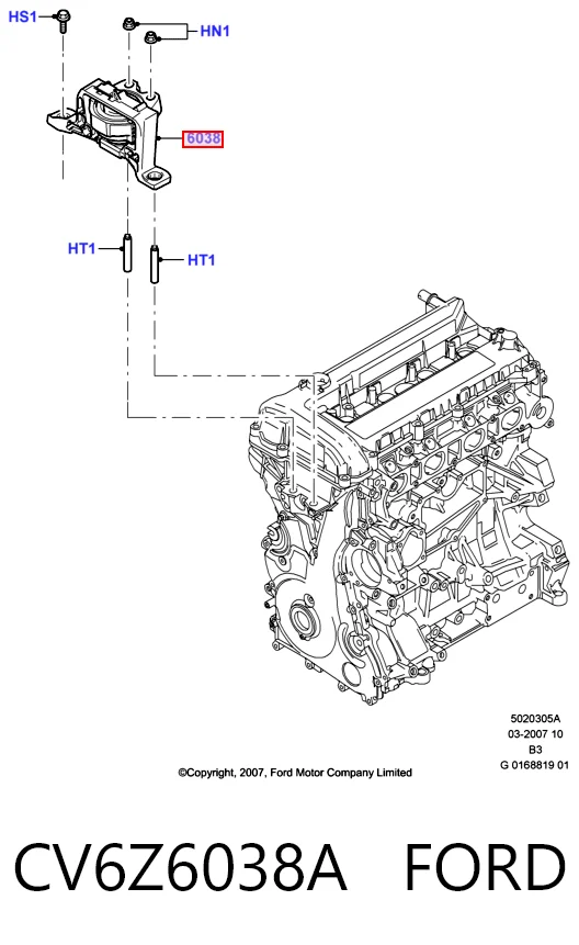 CV6Z6038A Ford Правая подушка двигателя