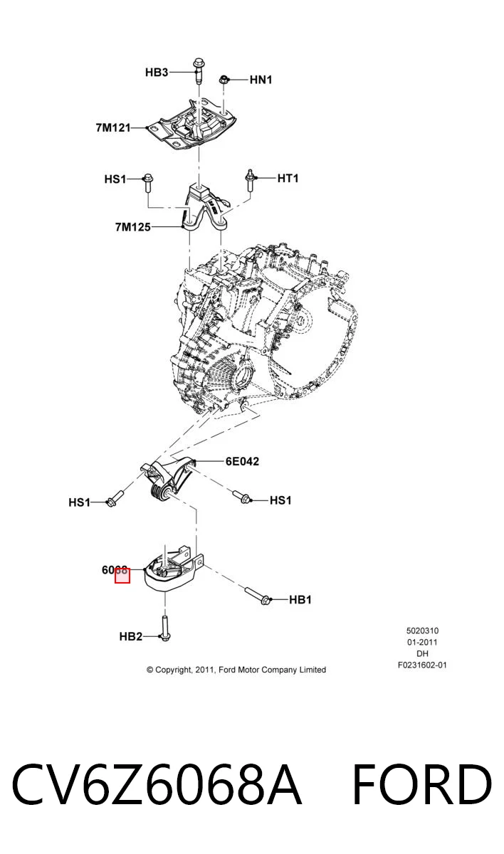 CV6Z6068A Ford Задняя подушка двигателя