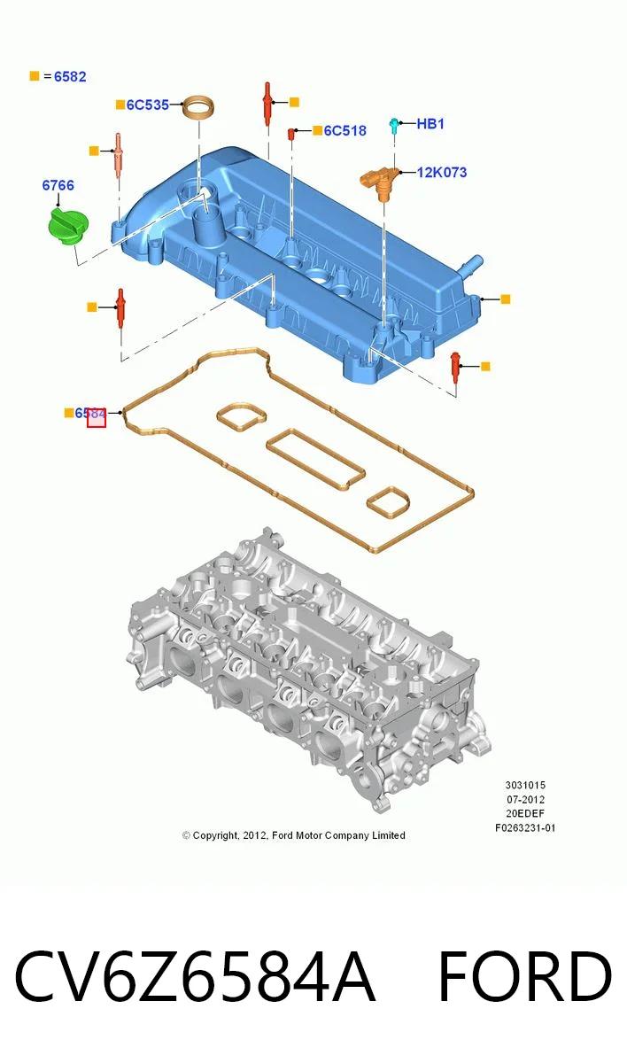 CV6Z6584A Ford Прокладка крышки двигателя комплект