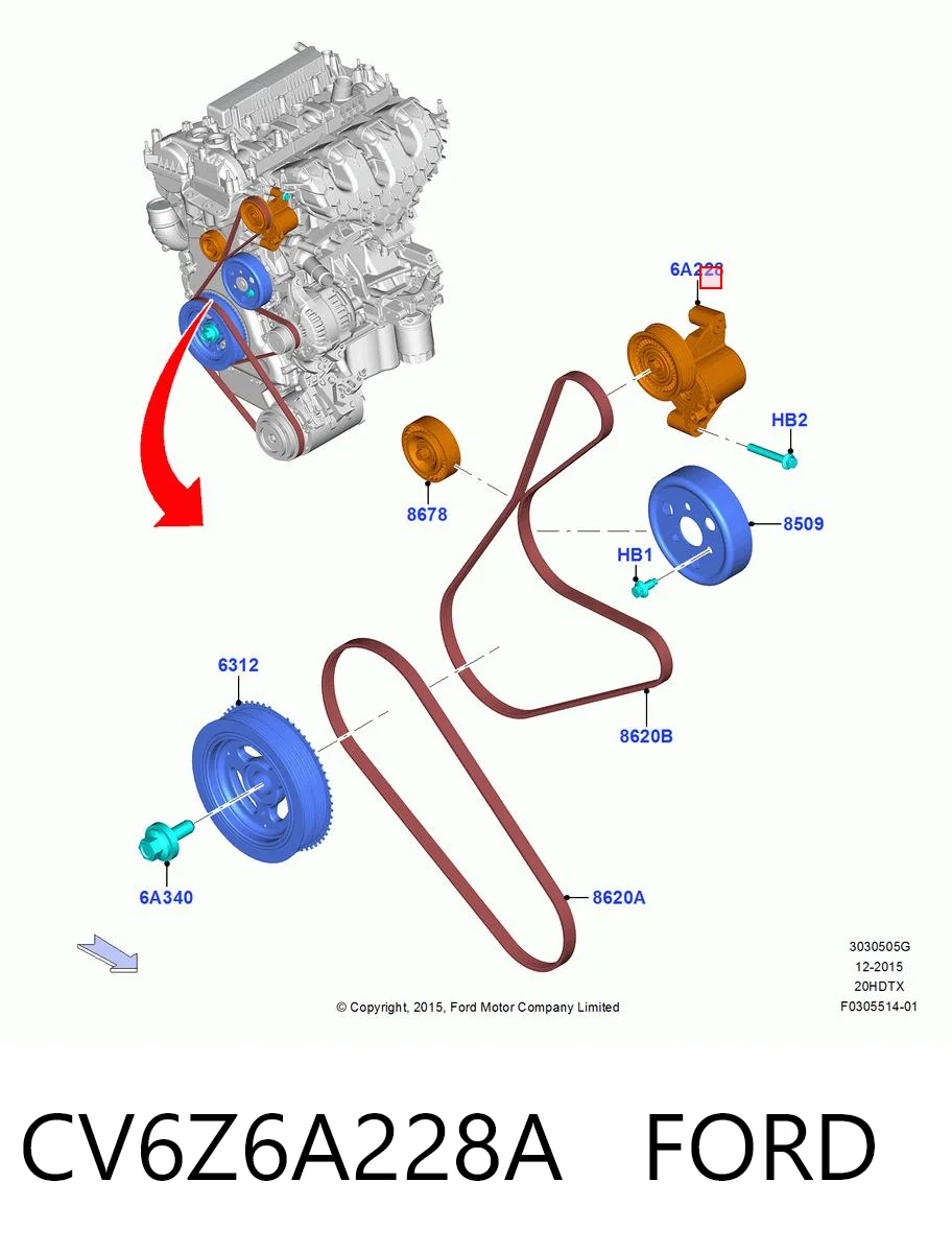 CV6Z6A228A Ford Натяжитель клинового ремня