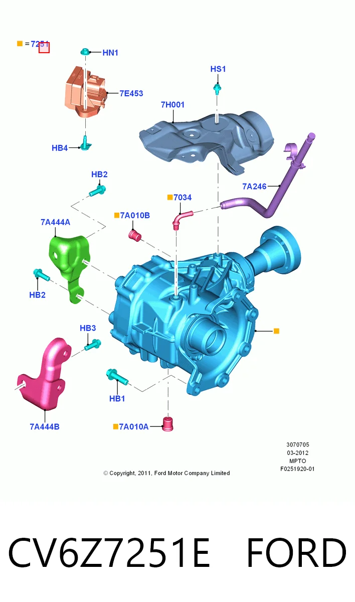 CV6Z7251E Ford Раздатка, коробка раздаточная