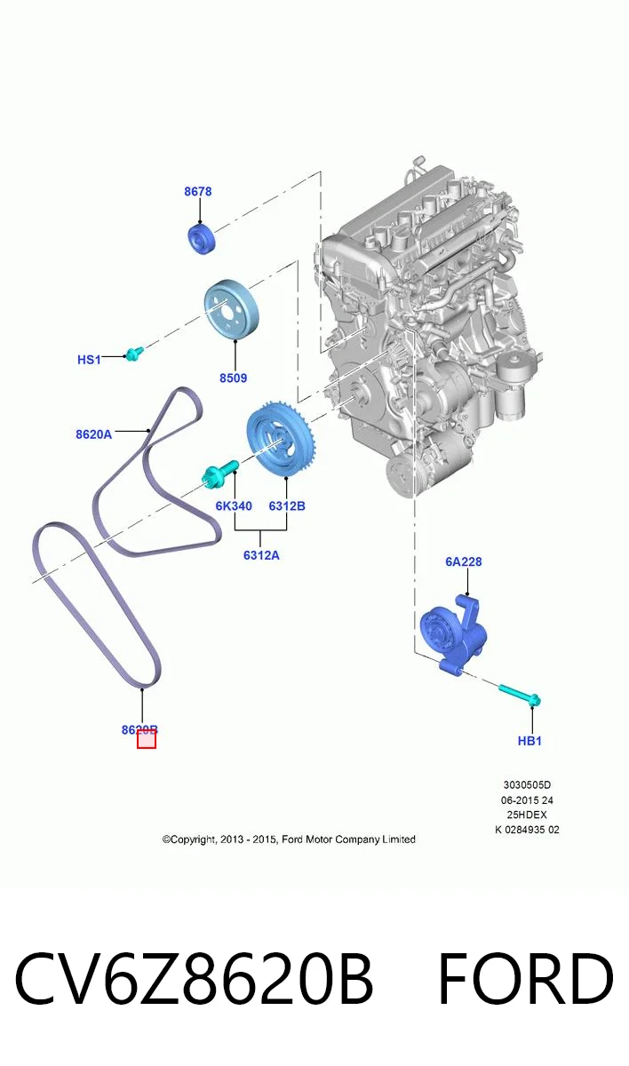 CV6Z8620B Ford Поликлиновый ремень
