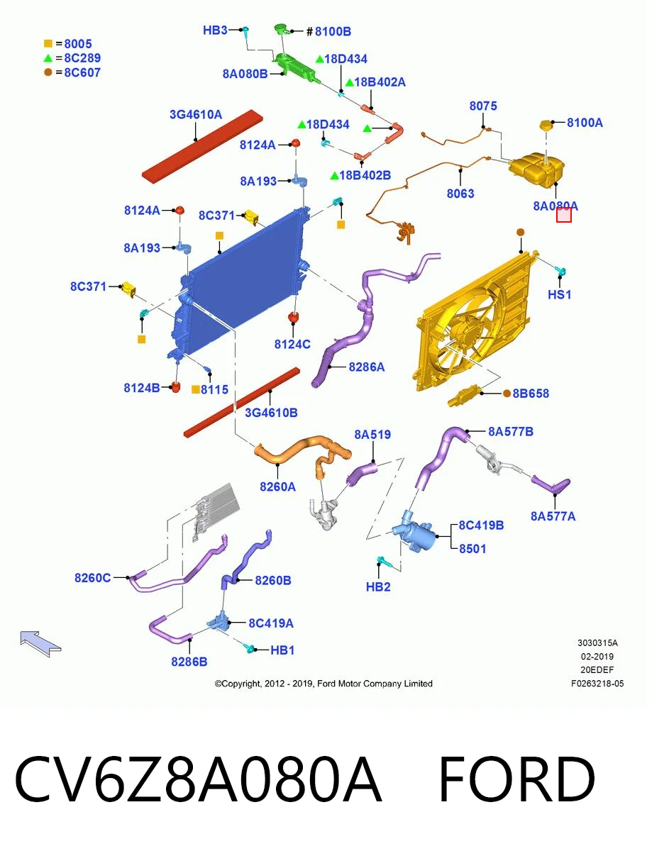 CV6Z8A080A Ford Расширительный бачок охлаждения