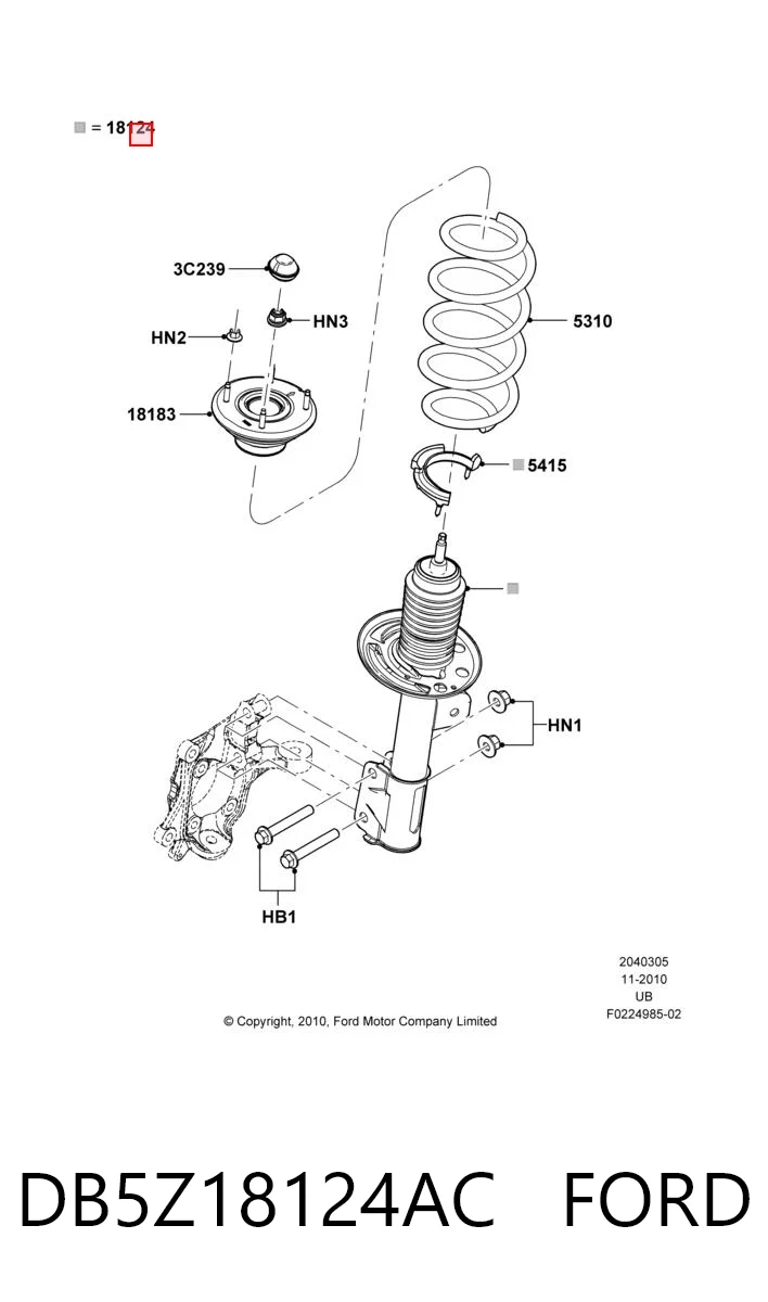 DB5Z18124AC Ford Амортизатор передней подвески правый