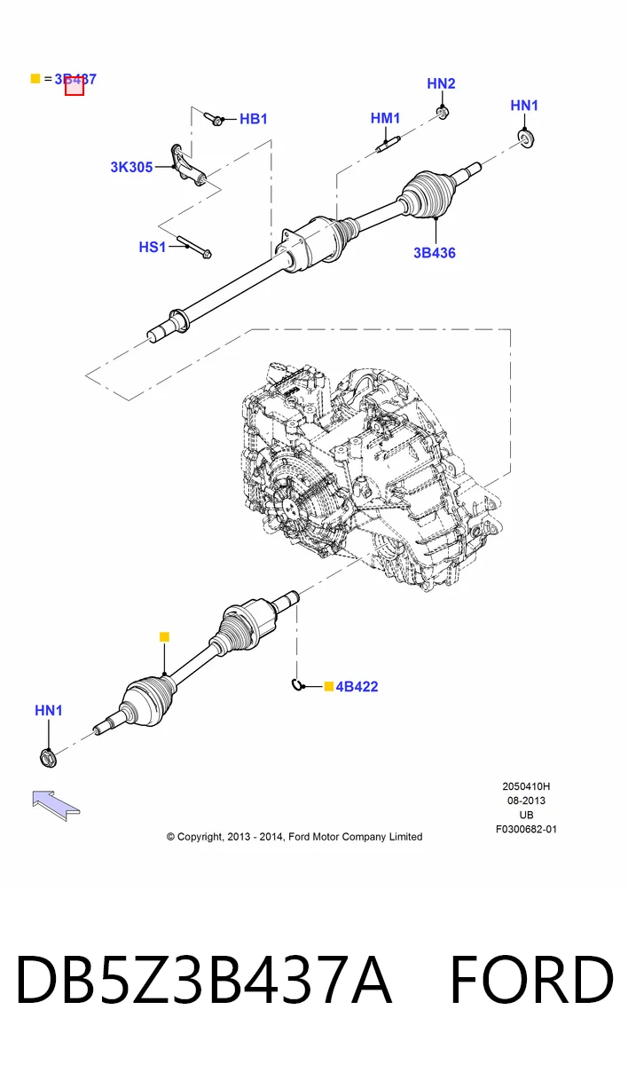 DB5Z3B437A Ford Полуось передняя левая