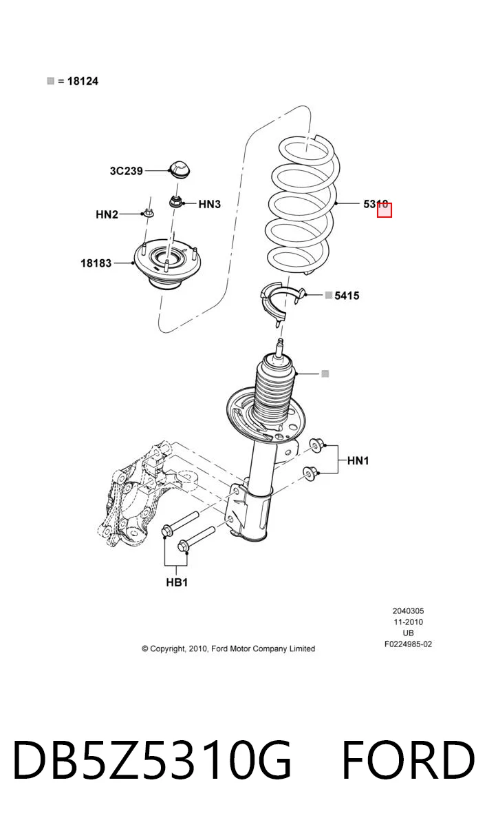 DB5Z5310G Ford Пружина передней подвески