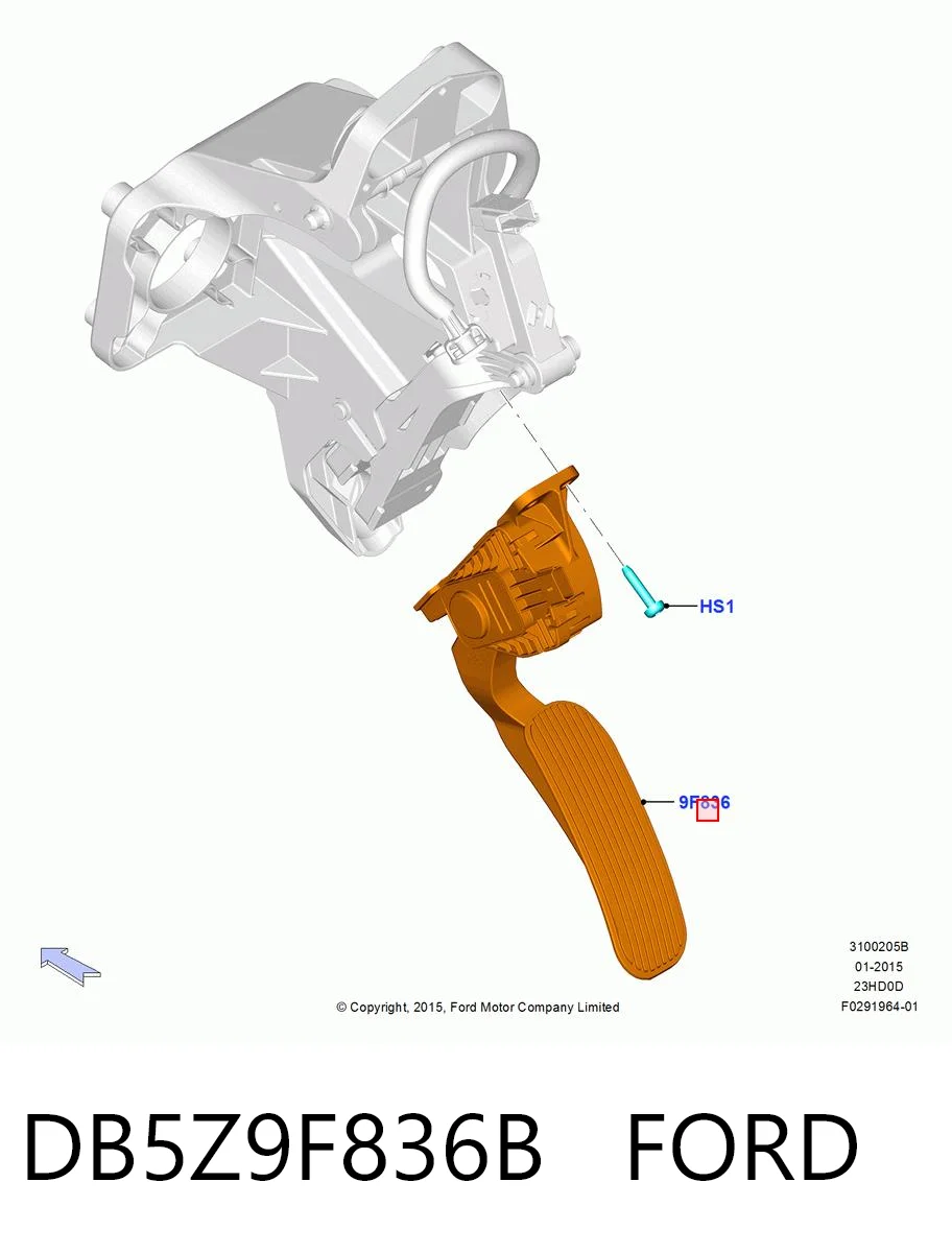 DB5Z9F836B Ford Ппривод тормозного крана