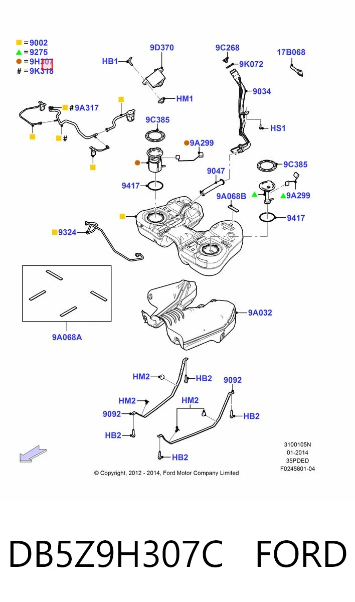 DB5Z9H307C Ford Топливный насос электрический погружной
