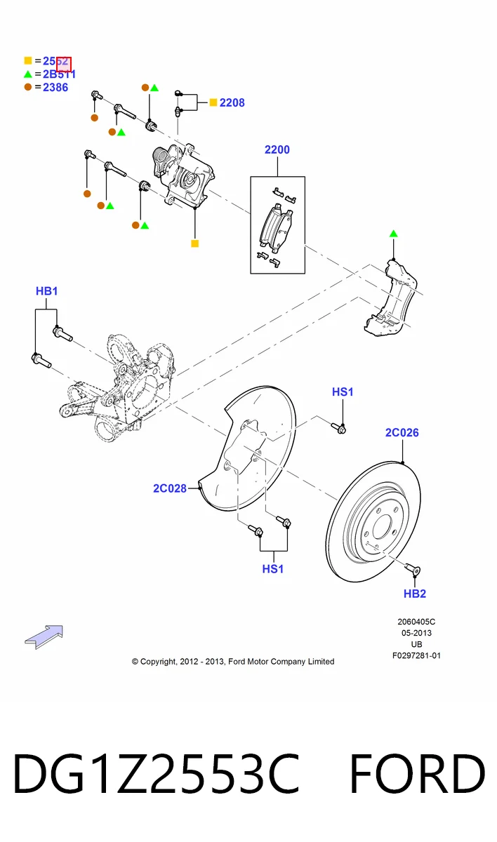 DG1Z2553C Ford Тормозной суппорт задний левый