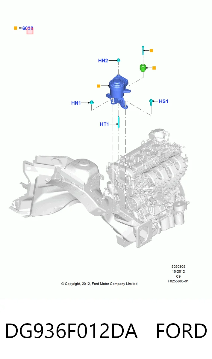 DG936F012DA Ford Правая подушка двигателя