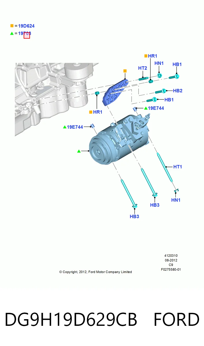 DG9H19D629CB Ford Компрессор хладагента