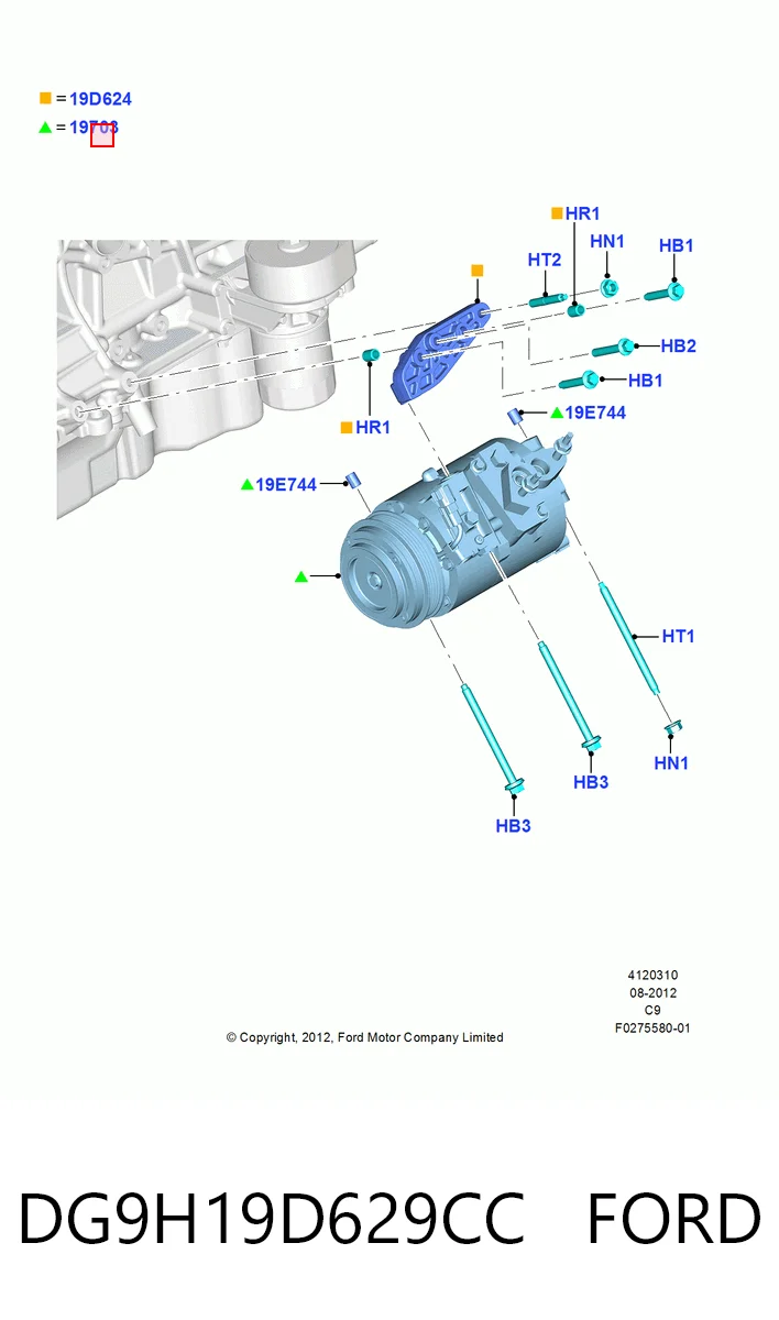DG9H19D629CC Ford Компрессор хладагента