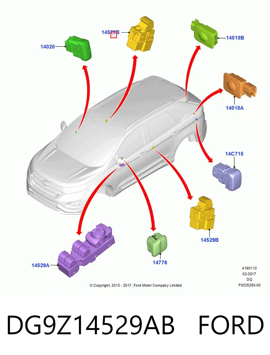 DG9Z14529AB Ford Кнопки заднего стеклоподъемника
