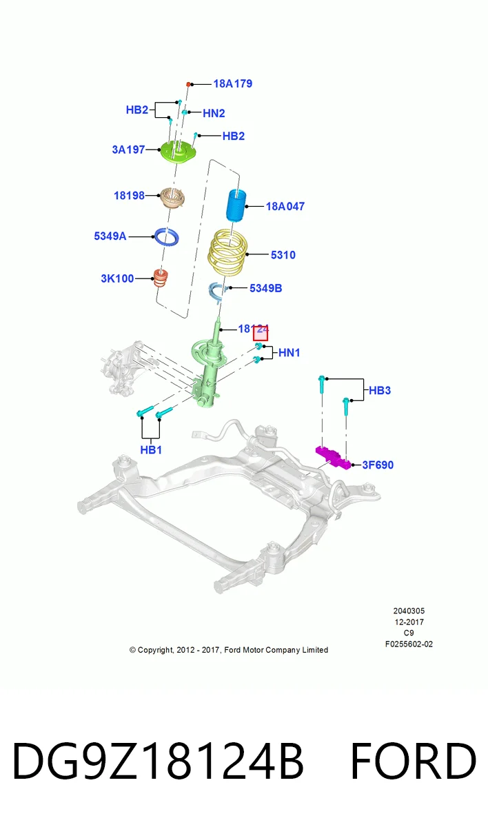 DG9Z18124B Ford Амортизатор передний левый