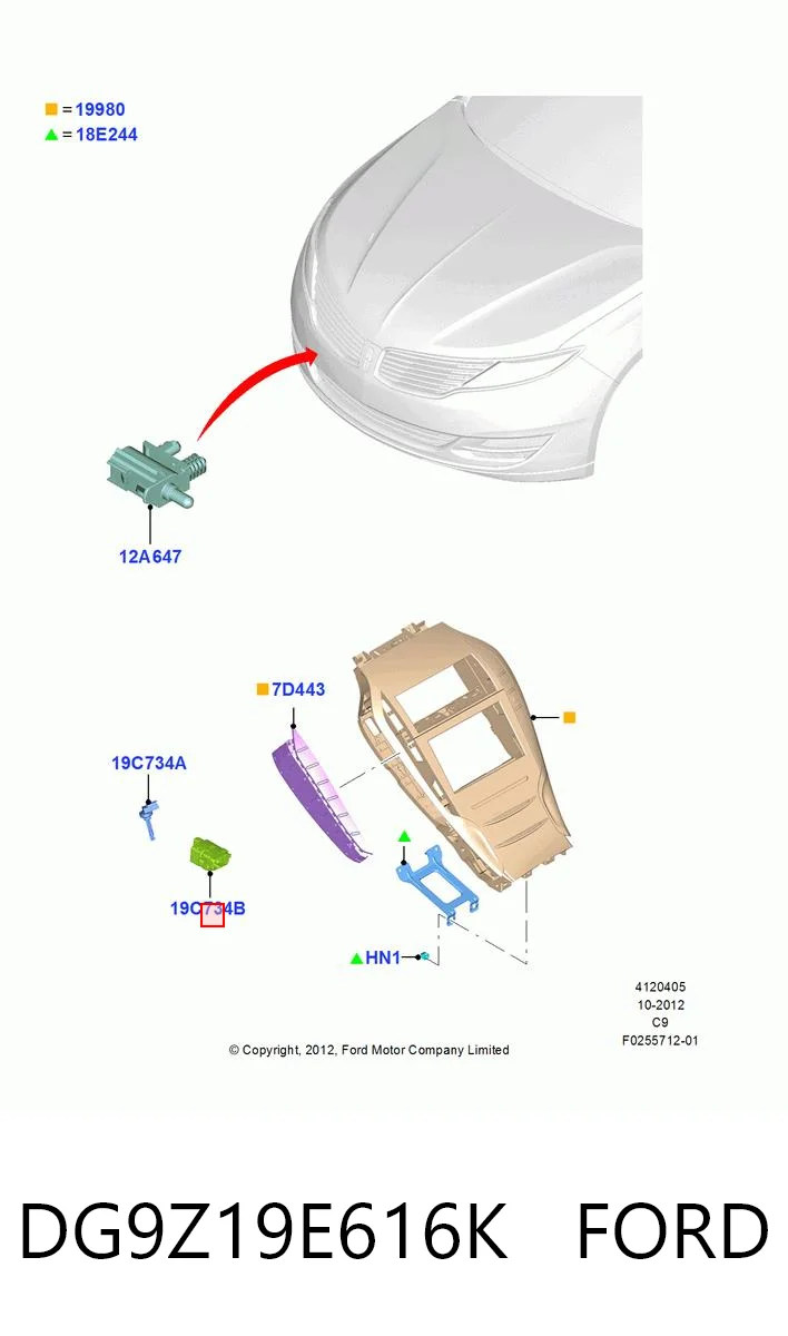DG9Z19E616K Ford Датчик температуры испарителя