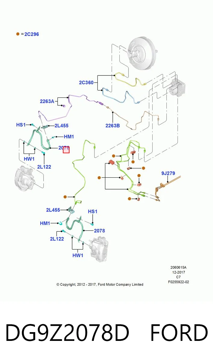 DG9Z2078D Ford Шланг тормозной передний правый
