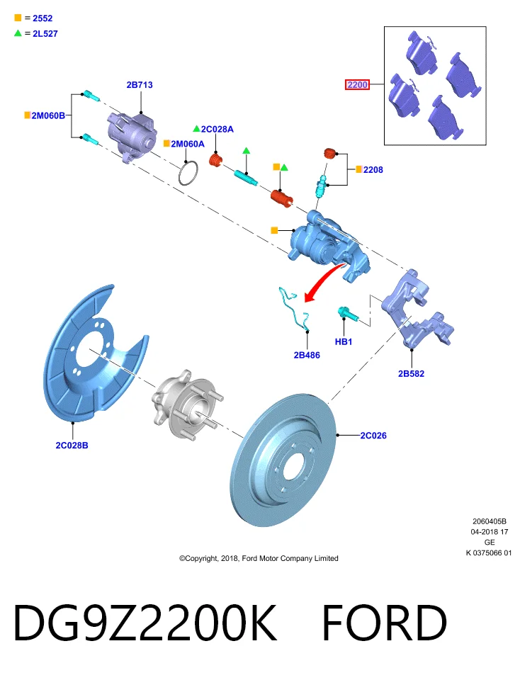 DG9Z2200K Ford Колодки тормозные дисковые комплект