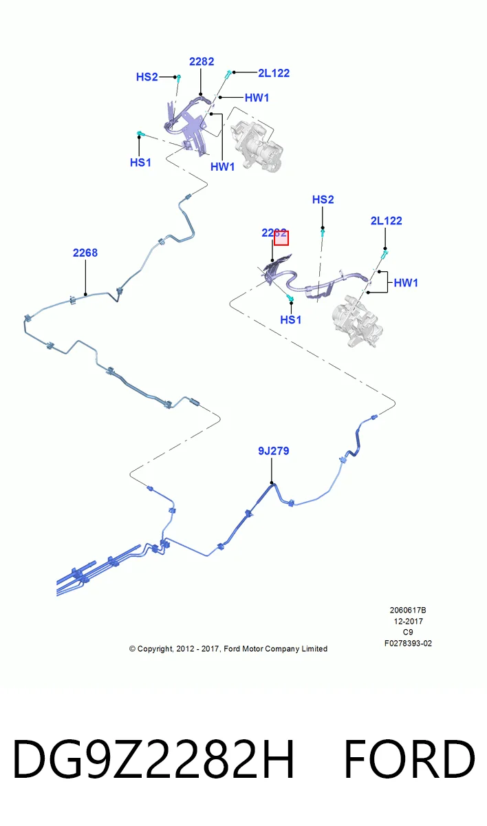 DG9Z2282H Ford Шланг тормозной задний левый