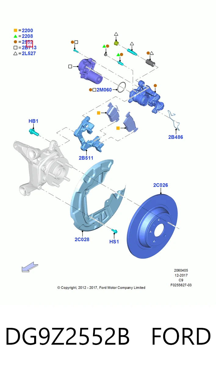 DG9Z2552B Ford Суппорт тормозной задний правый