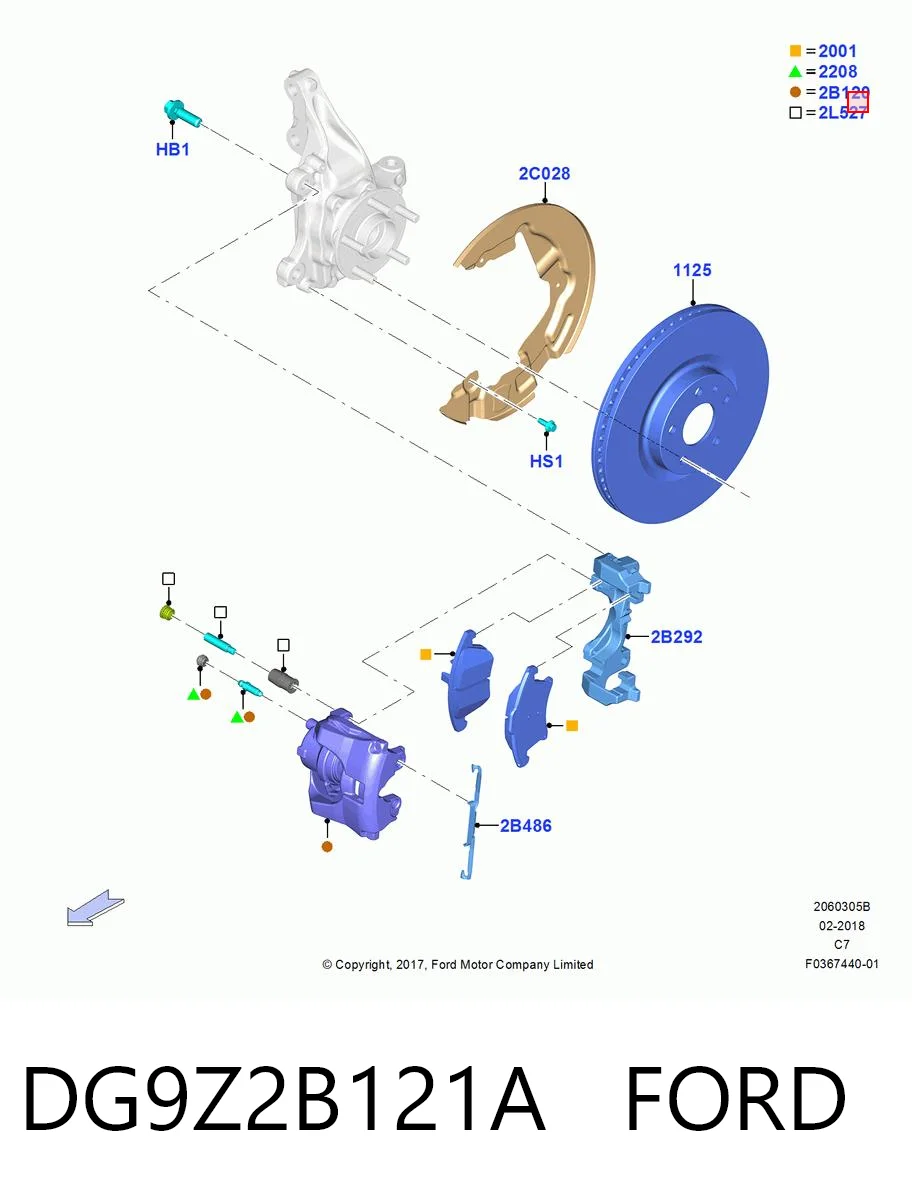 DG9Z2B121A Ford Суппорт тормозной, передний, левый