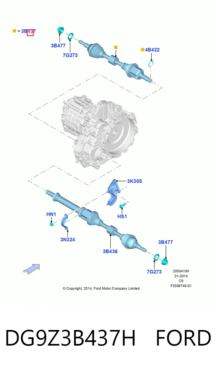 DG9Z3B437H Ford Полуось передняя левая