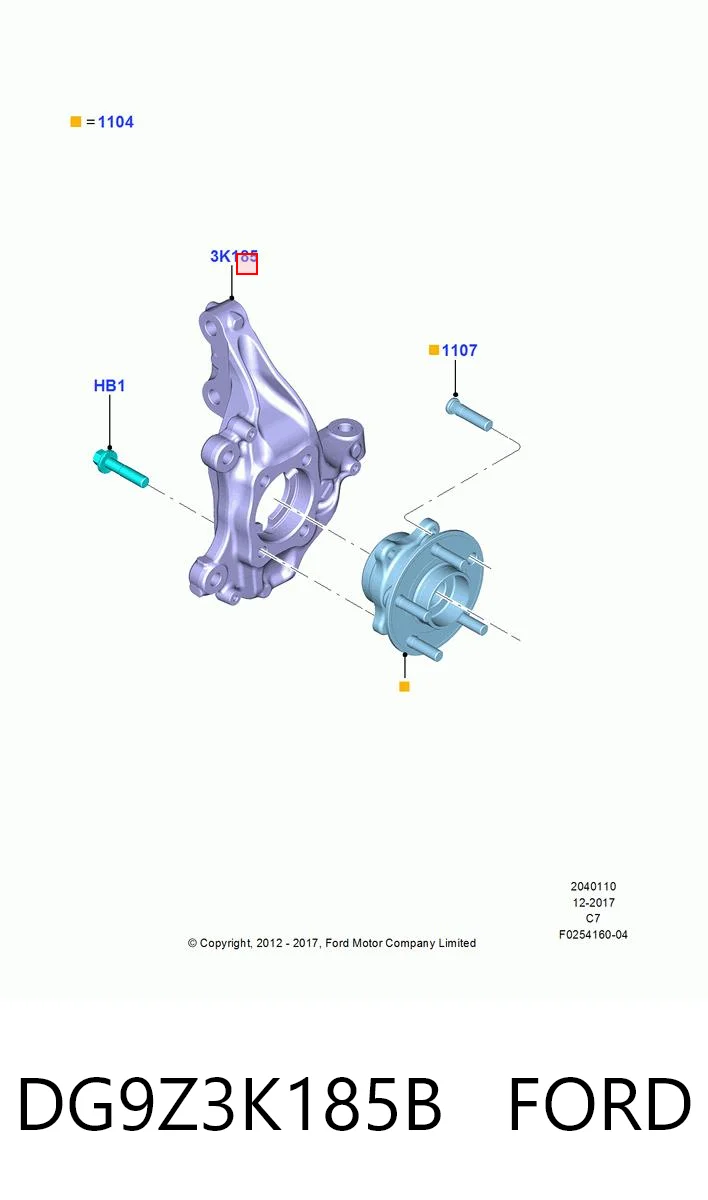 DG9Z3K185B Ford Цапфа - поворотный кулак передний, правый