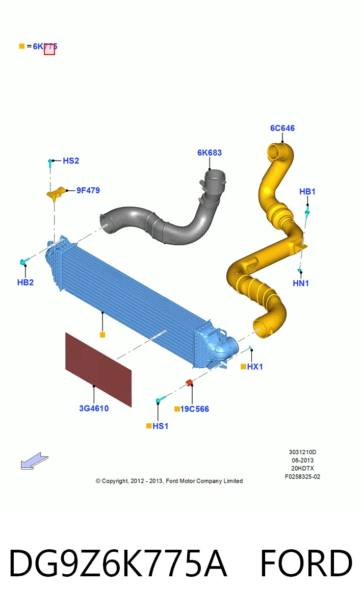DG9Z6K775A Ford Охладитель наддувочного воздуха