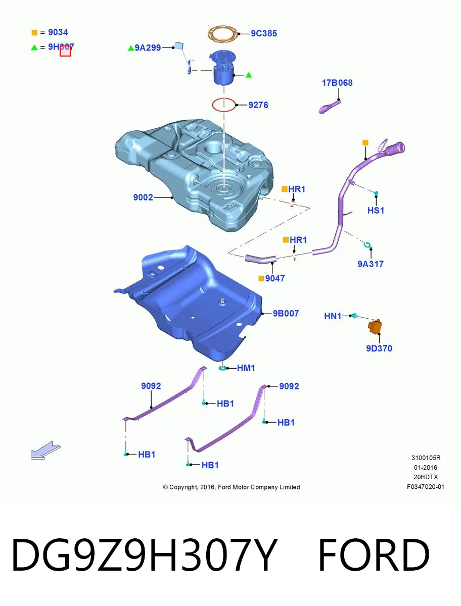 DG9Z9H307Y Ford Электробензонасос