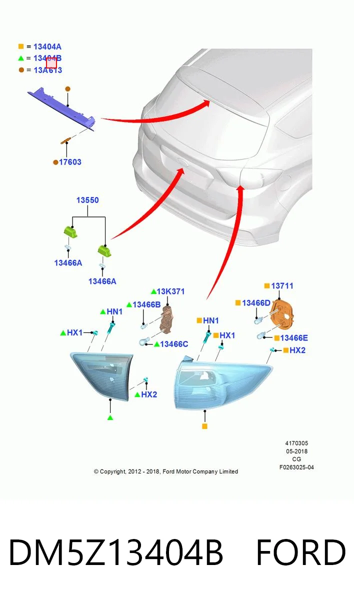 DM5Z13404B Ford Фара задняя правая внутренняя