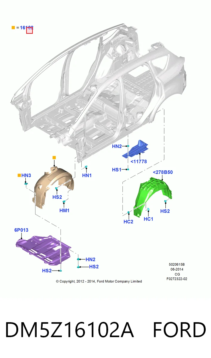 DM5Z16102A Ford Подкрыльник переднего крыла, правый