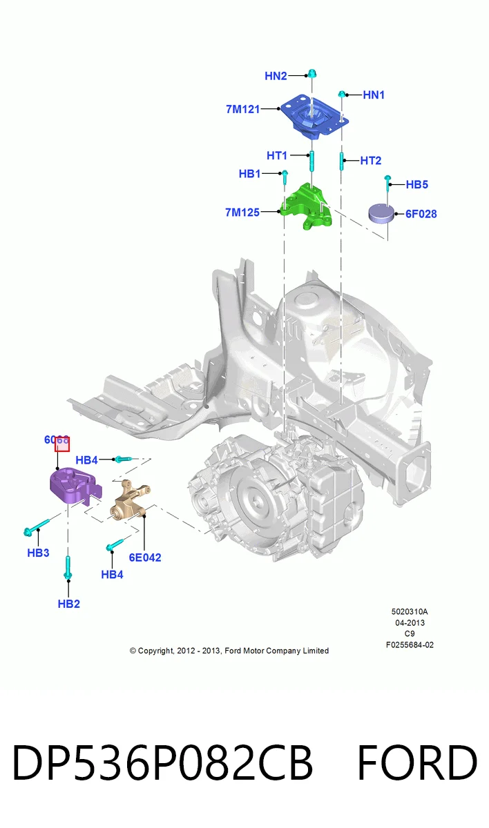 DP536P082CB Ford Задняя подушка двигателя