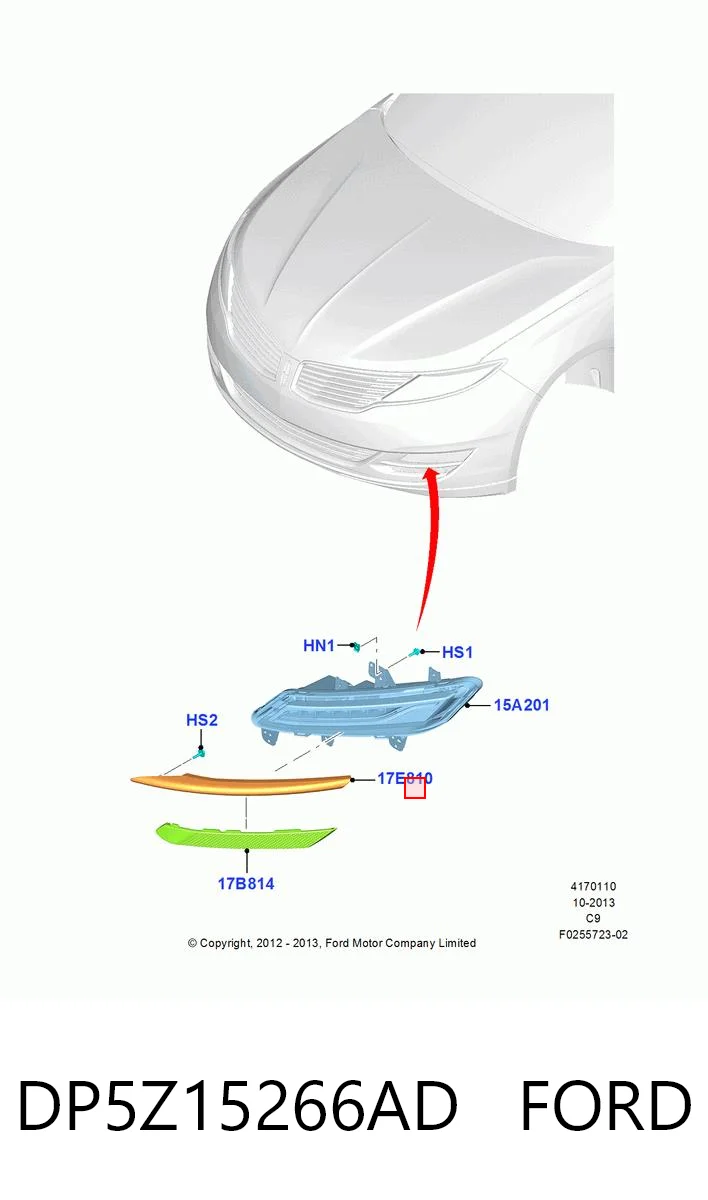 DP5Z15266AD Ford Ободок (окантовка) фары противотуманной правой