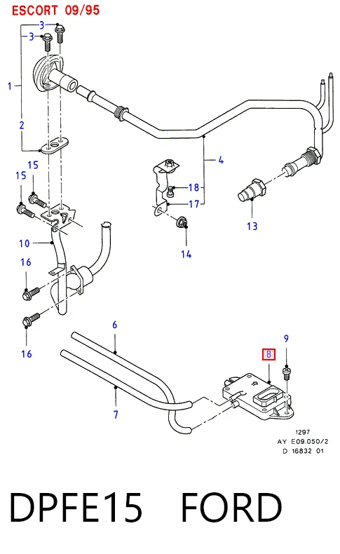 DPFE15 Ford Датчик давления EGR