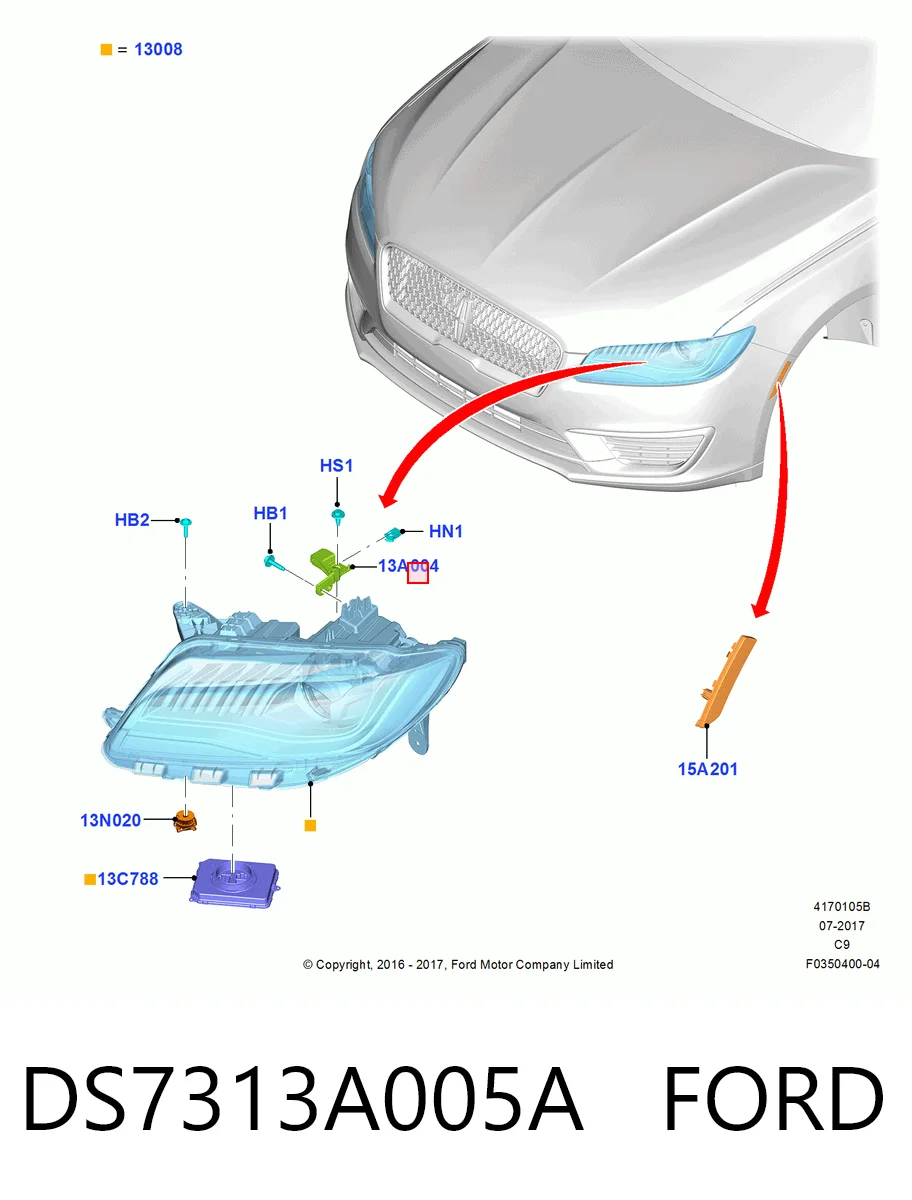 LQZS268L Ford Крепление фары передней, левой