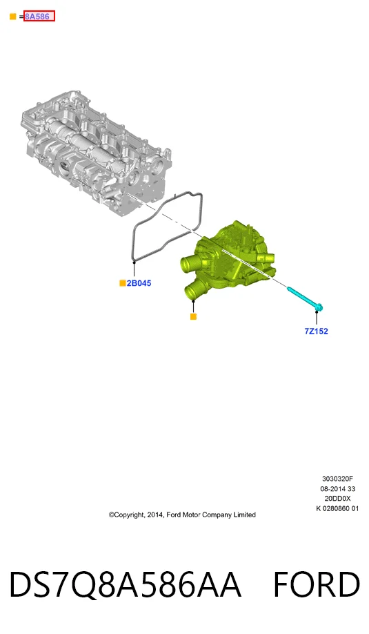 DS7Q8A586AA Ford Корпус термостата в сборе