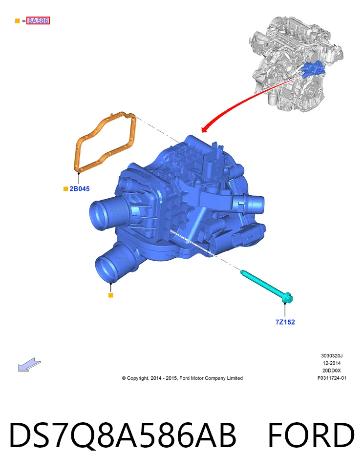DS7Q8A586AB Ford Корпус термостата в сборе