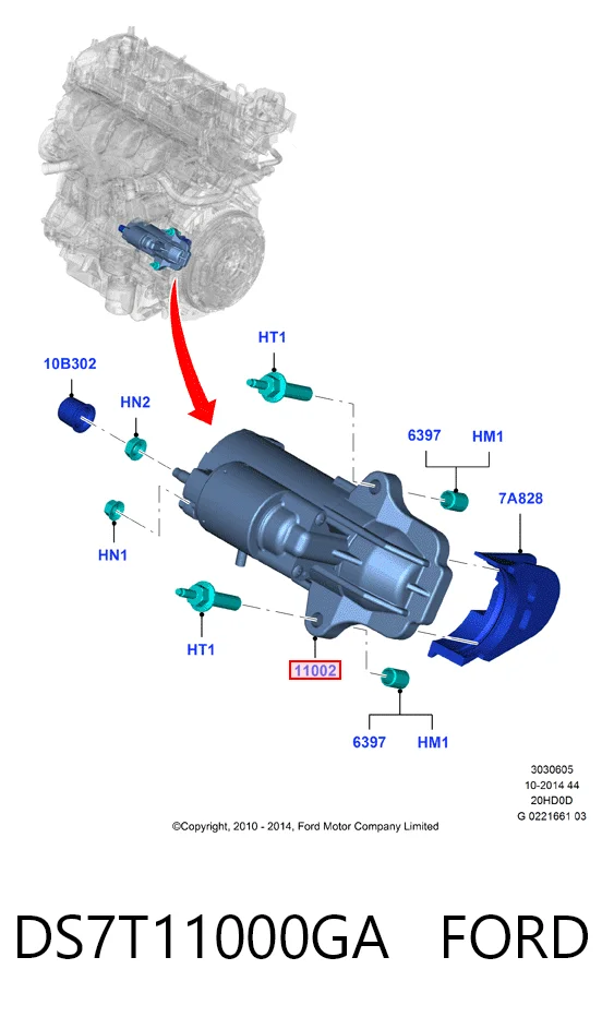 DS7T11000GA Ford Стартер автомобиля