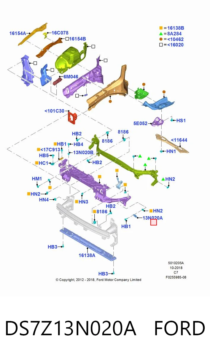 DS7Z13N020A Ford Кронштейн (адаптер) крепления фары передней