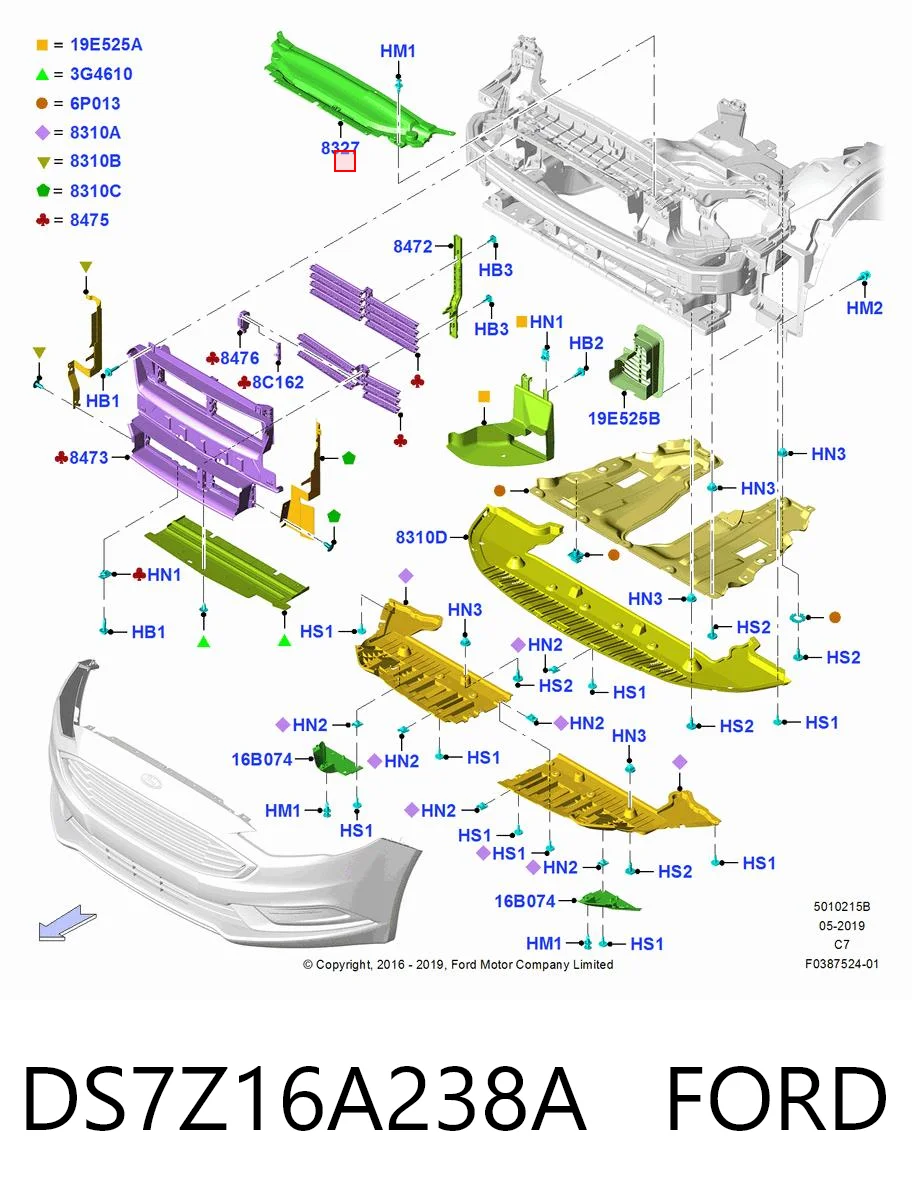 DS7Z16A238A Ford Накладка передней панели (суппорта радиатора) верхняя