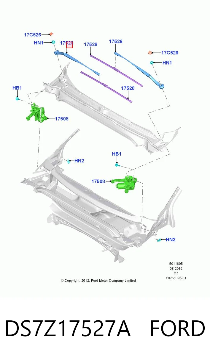 DS7Z17527A Ford Щетка-дворник лобового стекла, водительская